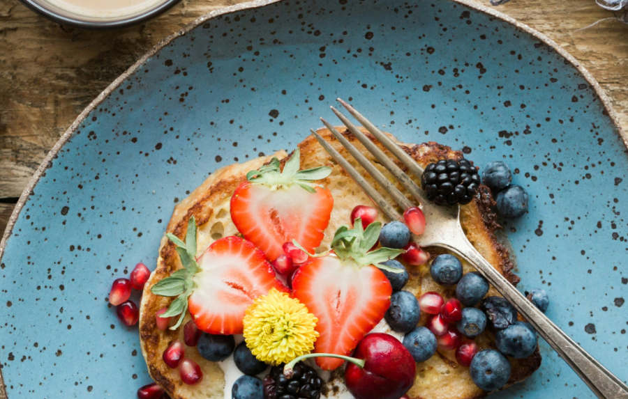 French Toast with Seasonal Berries on a Table