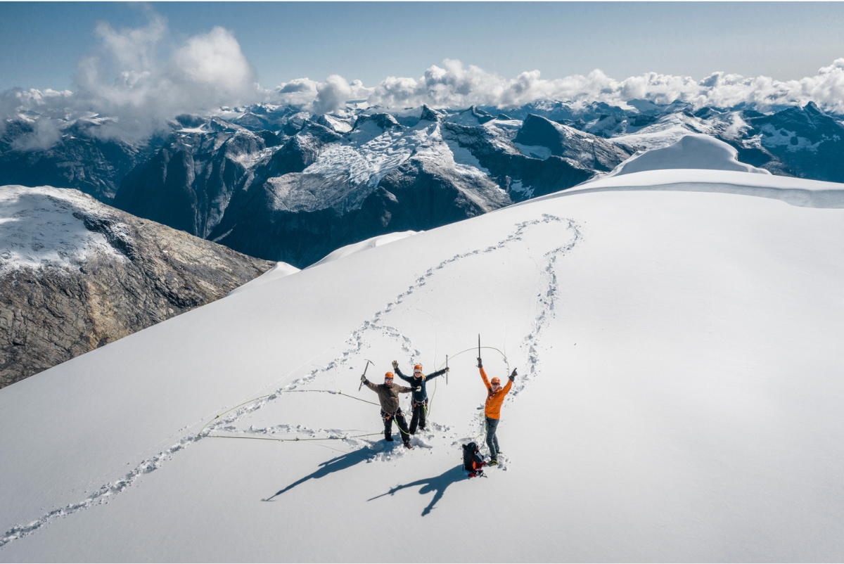 view from top of mountain after heli hiking